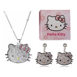 Set Hello Kitty Collar Aretes Y Caja De Regalo Dama Calidad