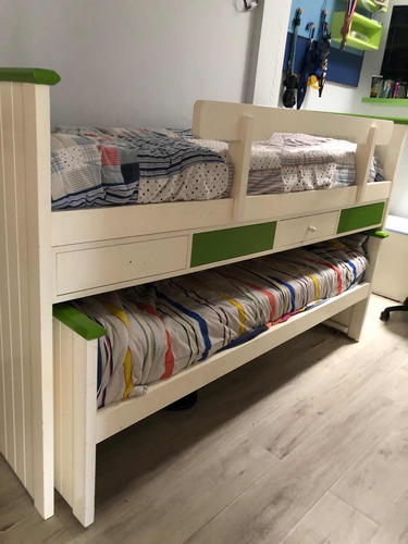 Cama Cucheta Marinera Juvenil Niños Con Cajonera Y Carrito