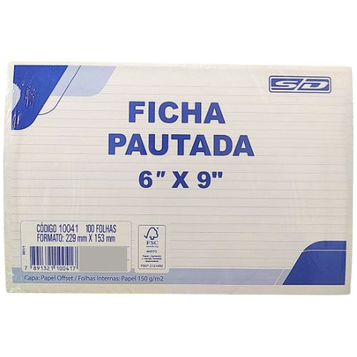 Ficha Pautada  6x9 229mm X 153mm São Domingos