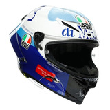 Casco Para Moto Agv Pista Gp Rr Rossi Misano Azul Fibra Carb