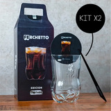 Kit X2 Vaso Fernet Ferchetto Botella Cortada Vidrio Gift Box