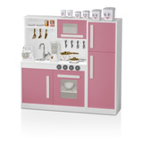 Cozinha Infantil Mdf Completa Para Brincar Rosa/branco