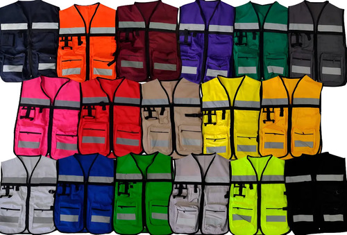 Chaleco Brigadista Reflejante Seguridad Industrial Cn Bolsas