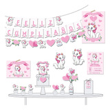 Kit Deco Cumple Imprimible Personalizado Gatita Marie