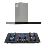 Combo Parrilla Cristal 87cm-campana Pared Ac Inox 90cms 3422