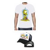 Combo Camiseta Y Gorra Los Simpsons Aliens Niños Y Adultos