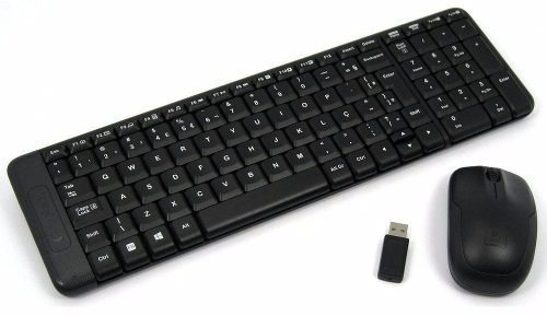 Teclado E Mouse Wireless Logitech Mk220 Usb Preto Sem Fio