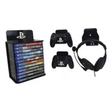 Suporte Parede P/ Jogos Ps4, Ps5 E Blu-ray Organizador Preto