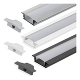 Kit Perfil De Led Slim P/ Embutir Gesso Marcenaria 2 Metros