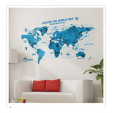 Vinil Decorativo Mapa Mundial Viaje Avion Pared Pegatina 