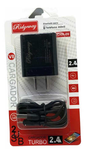 Lote 5 Pzs Cargador Celular Micro Usb V8 2.4a 1m Mayoreo