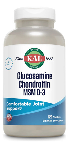 Kal | Glucosamine Chondroitin Msm D-3 I 120 Tablets I Usa