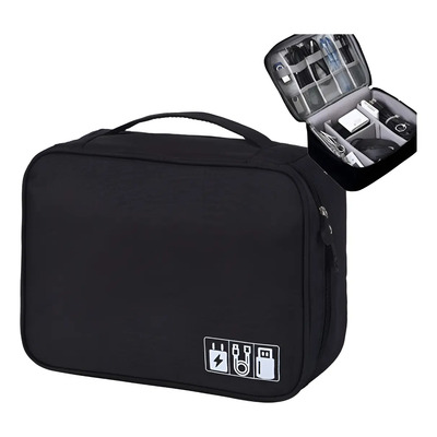 Estuche Cargador Usb Organizador Bolsa De Cables Impermeable Negro