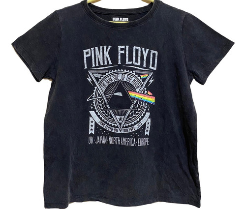 Polera Pink Floyd Negra Desgastada Mujer