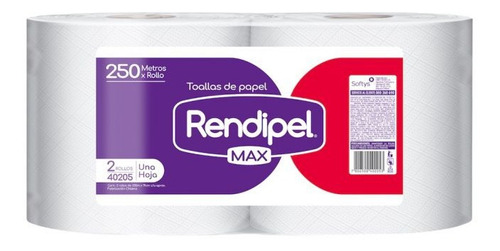 Toalla Papel Jumbo Rendipel Max 2 Rollos X 250 Mts 40205