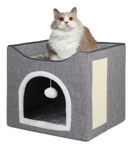 Cama Plegable Para Gatos Con Cojines Y Rascador, 41 X 40 X 3