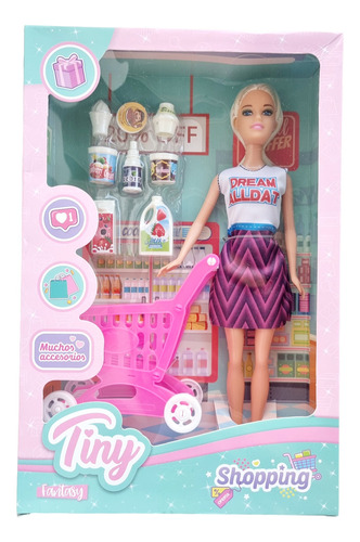Muñeca Tiny Fashion /supermercado Accesorios Nenas Juegos