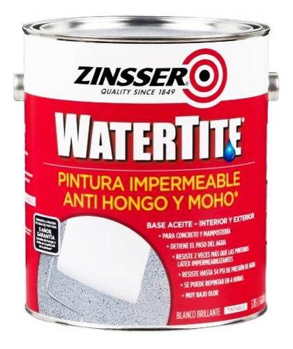 Pintura Hidrofuga, Antihongo Y Moho Zinsser 3,8l - Colornet