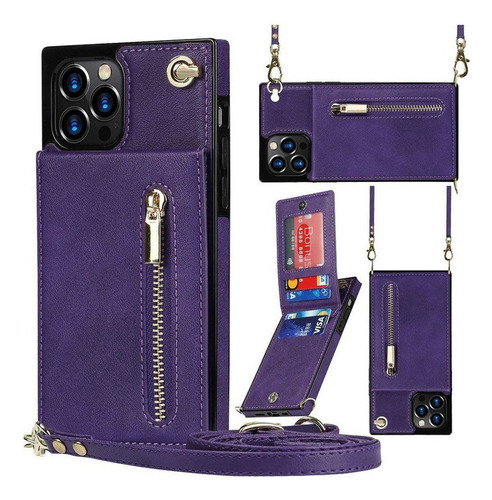 Capa De Telefone Crossbody Xr Capa De Couro Com Zíper