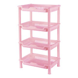 Rack Organizador Estante Multiuso 4 Niveles Plástico Rosado