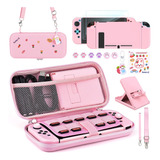 Kit Accesorios Con Estuche Para Nintendo Switch 15 En 1 Rosa