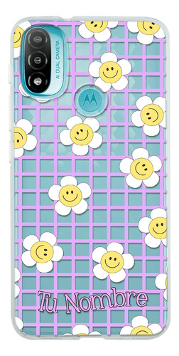 Funda Para Motorola Para Mujer Flores Felices Con Tu Nombre