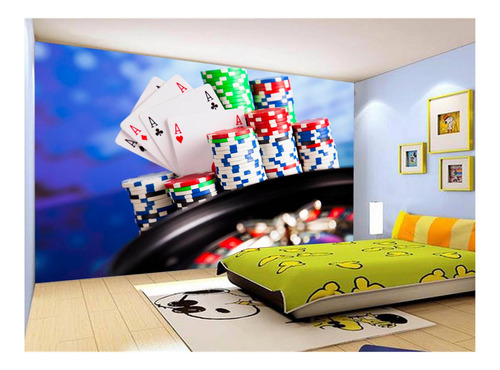 Papel De Parede 3d Salão De Jogos Cartas Poker M² Jcs82