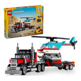 Lego Creator 3 En 1 - Flatbed Truck With Helicopter - 31146