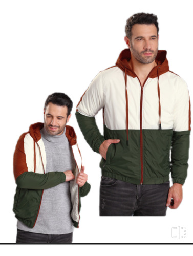 Chaqueta Para Hombre Rompevientos Impermeable Con Capota 