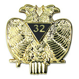Pin Masónico Doble Águila De 32 Grados - [dorado Y Negro][1 