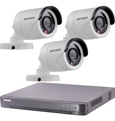 Kit Seguridad Hikvision Dvr 4 Ch + 3 Camaras 2mp Full Hd