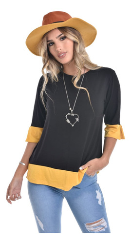  Blusa Remera Manga 3/4 Mujer