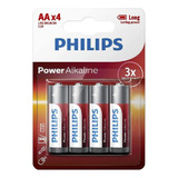 Pilhas Aa Alcalina Long Lasting Power Philips 4 Unidade