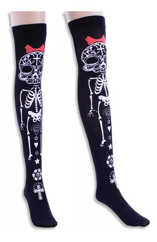 Panty Medias Bucaneras Disfraz Esqueletos Negras Halloween