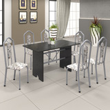 Conjunto De Mesa 140x75cm Tampo Ardosia Com 6 Cadeiras Wt