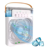 Ventilador Portátil Climatizador Humificador De Mesa Con Usb Kimhi Con Luz Led De 3 Velocidades Color Blanco