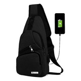 Mochila Cruzada Mariconera Pechera Con Usb Broche Antirrobo