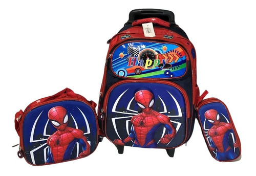 Kit Escolar Mochila Rodinha Homem Aranha Spiderman Lanc Esto