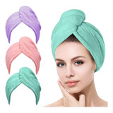 3 Toallas De Rápido Secado Toalla Cabello Microfibra Gorro B Color Paq 2