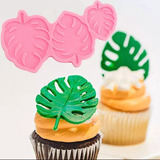 Molde Fondant Resina Hoja Tropical Monstera Safari 3cav 