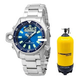Relógio Citizen Aqualand Jp2000-67l Co22 Pulseira Aço Inox