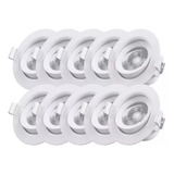 Pack X10 Spot Embutir Móvil 7w Panel Led Redondo Luz Cálida 