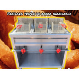 Freidora Triple Acero Inoxidable 