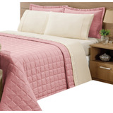 Kit Cobre Leito C/ Porta 3pçs Casal Queen Matelado C/ Forro Cor Rose