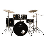 Bateria Acústica Michael Legacy Sparkle Black Bumbo 22