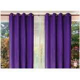 Set De Cortinas+velos 140x220cms Combo Rustico Tábatha Doral Color Morado