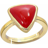 Anillo Ajustable Natural Italiano Rojo Coral Moonga Panchdha