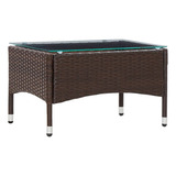 Mesa De Centro Marrón 23.6 X15.7 X14.2 Poly Rattan Color Café