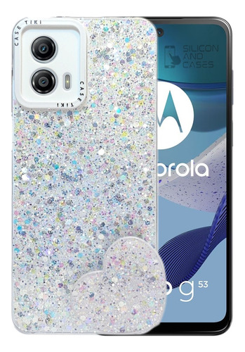 Carcasa Para Motorola G53 Glitter Incluye Pop Socket
