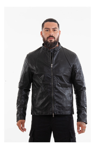 Campera Biker Con Capucha De Frisa Gaucho - Campera Ecocuero